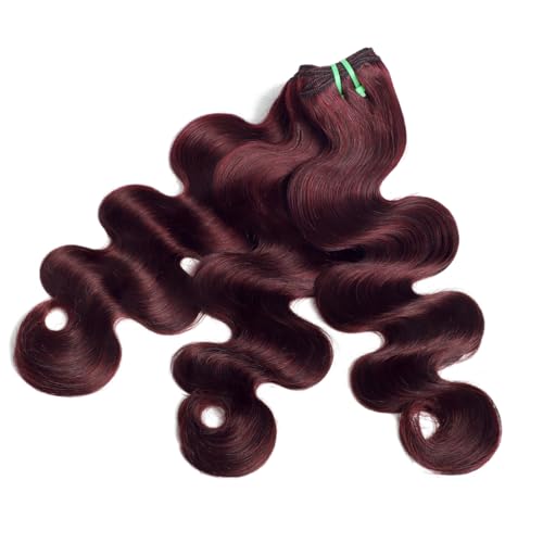 13A Double Drawn 99J Dark Burgundy Human Hair Bundles Body Wave, Double Lifespan Than Regular Bundle Keep Silky & Soft After Washes Colored #99J Wine Single Bundles Raw Hair Quick Weave 10 IN