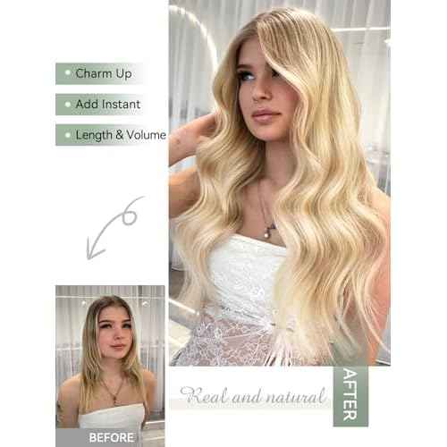 Clip in Hair Extensions Real Human Hair, Blonde Remy Human Hair Extensions Clip ins, Dirty Blonde to Platinum Blonde Clip in Extensions for Women, 18inch 120g 7Pcs, P18/60