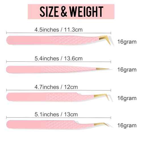 Fiber Tip Lash Tweezers For Eyelash Extension 4 Pcs Tweezers Professional Artist Tech Work Kit Tools,Best Volume Eyelash Lashes Extensions Precision Supplies Volume Boot 90 45 Degree(Pink)