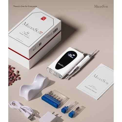 MelodySusie Professional Clip-On Cordless High-Efficiency Nail Drill, MM400C 35000RPM Rechargeable Electric File with Lightweight Handpiece for All Manicure Shaping, Gel Removal & Salon Use