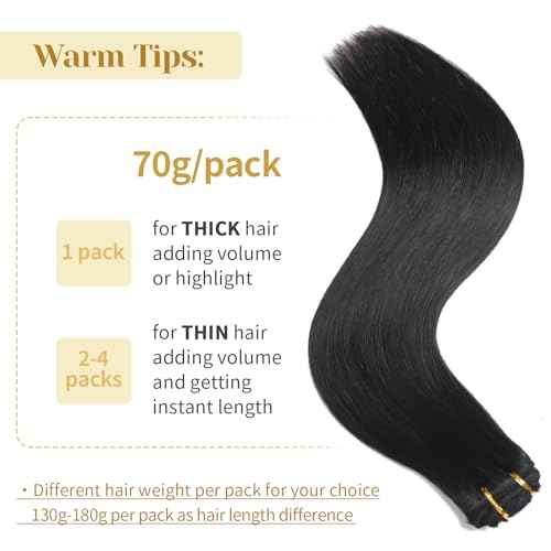 Clip in Hair Extensions Real Human Hair, Natural Black ? 18 Inch 7pcs 70g/Pack, Soft Remy Human Hair Clip in Extensions Straight for Women, Capable for all Occasion (#1B 18 Inch)