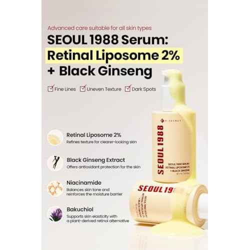 K-SECRET SEOUL 1988 Retinal Serum ? Formulated with Advanced Retinal Liposome 2% and 58% Black Ginseng Extract | Fine Lines and Skin Texture Care Serum | Korean Skincare, 30ml / 1.01 fl oz