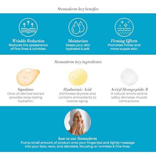 Stemuderm Face & Eye Cream - Anti Aging Skincare - Daily Moisturizer for Fine Lines, Wrinkles & Eyebags - Supports Natural Collagen Production & Elastin - Organic Plant Based Stem Cells - 1.75 fl oz