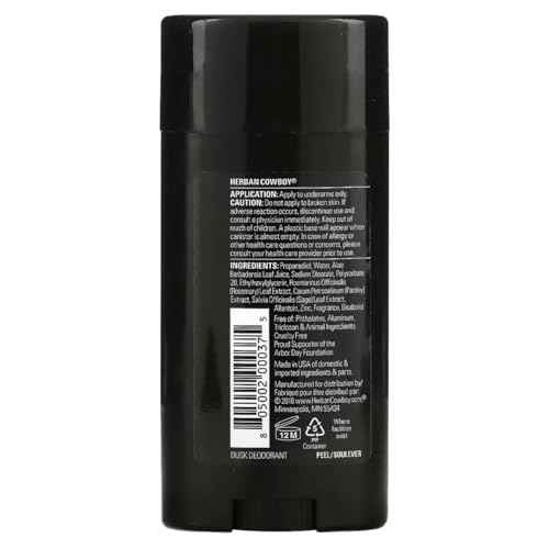 Herban Cowboy Deodorant, Dusk ,2.8 Ounce (Pack of 6)