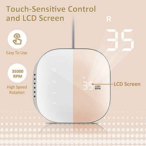 Madenia Professional Nail Drill Machine for Acrylic Nails, 35000RPM Compact Cute Electric Nail Drills with Touch Screen Efile Nail Drill E File Kit for Salon Home Manicure Pedicure Use, Pink