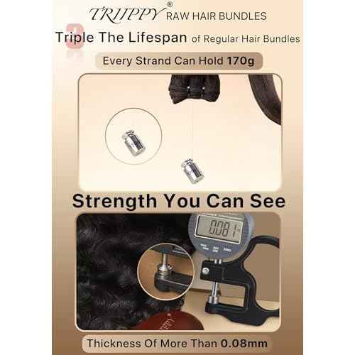 TRIIPPY Real Raw Sea Wavy Bundles Human Hair,100% Cambodian Raw Hair Sew-In Weave Single Bundle,Triple The Lifespan Over Regular Virgin Hair Bundle,No.1 Raw Hair Brand On Amazon(14 Inch)