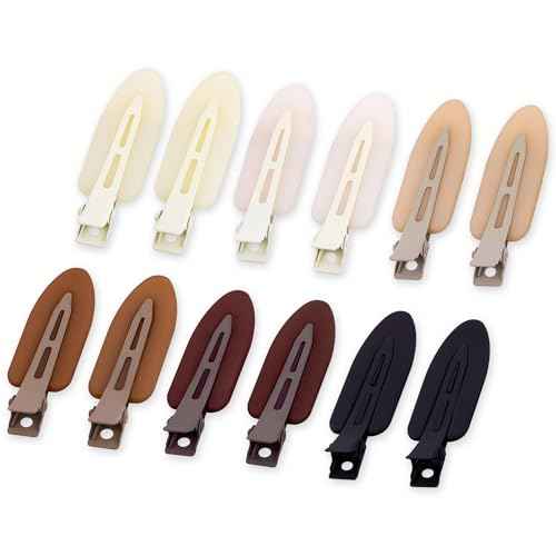 No Crease Creaseless No Bend Hair Clips For Styling Non Slip Flat Clips For Makeup Hair Accessories For Women,Black Brown Beige,12 PCS
