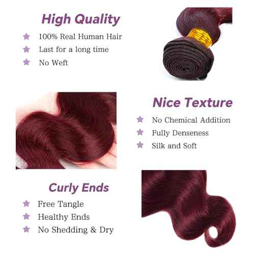 99J Burgundy Human Hair Bundles Body Wave 30 Inch 12A Wine Red Double Weft Brazilian Bundles Human Hair Extensions 1 Pack