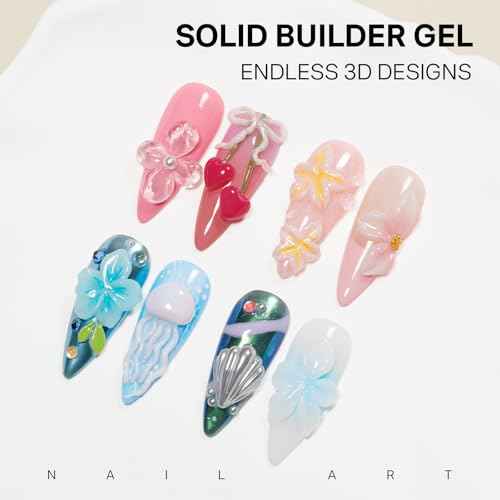 MIZHSE Solid Builder Nail Gel Kit with Nail Drill, Clear White 3D Sculpting Nail Gel for Nail Art with U V Lamp Brush for Nail Extension Home Salon DIY Manicure