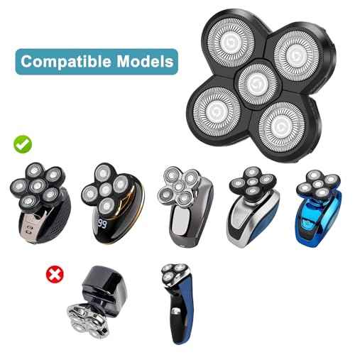 3 PCS Head Shaver Replacement Blades, Gifts for Him Mens Husband Dad - Birthday Gift Ideas for Dad, 5-Blade Shaver Heads for Bald and Face Hair with Cleaning Brush