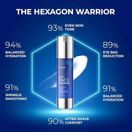 6 in 1 Face Cream for Men: Anti-Aging Mens Moisturizer - Firming Peptide & Hyaluronic Acid & Squalane - Wrinkles Cream Eye Bag Treatment for Men