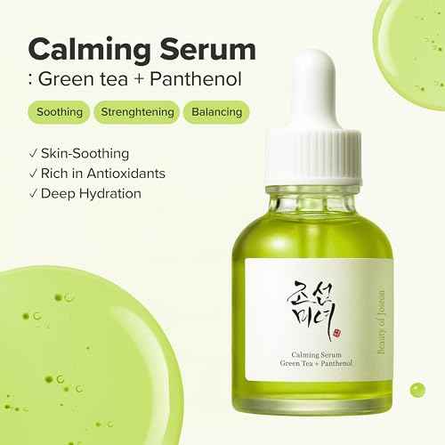 Beauty of Joseon Calming Serum Green Tea Panthenol Soothing, Moisturizing Sensitive, Acne-Prone, UV Irritated Skin, Daily Korean Skin Care for Men and Women (2 Fl.Oz.)