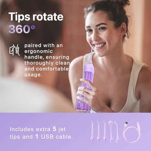 Oralfree Water Dental flosser Teeth Picks - Braces Cordless Oral Irrigator Portable Rechargeable Travel Irrigation Cleaner IPX7 Waterproof Electric Professional Flossing Teeth Cleaning for Home
