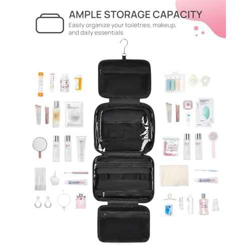 Telena Travel Toiletry Bag with Jewelry Organizer for Women, Puffy Hanging Makeup Bag Lightweight Cosmetic Bag Organizer for Travel Essentials