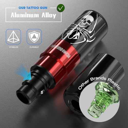 Tattoo Kit, Wormhole Tattoo Gun Kit Tattoo Machine Kit with Tattoo Gun 11 Tattoo Inks 10 Cartridge Needles, Power Supply for Beginners WTK187