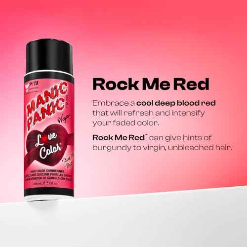 MANIC PANIC Cool Deep Blood Red Color Depositing Conditioner - Love Color Hair Conditioner Keeps Hair Vibrant, Nourished & Refreshed - Formulated with Shea Butter & Quinoa - Rock Me Red (8oz)