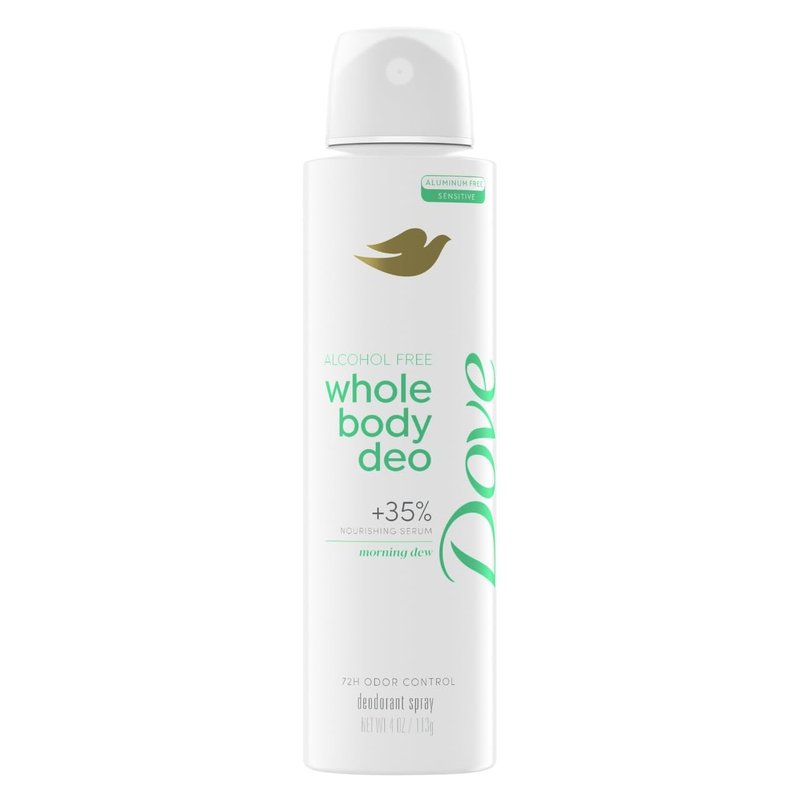 Dove Whole Body Deodorant Spray - Alcohol-Free Morning Dew Scent | 4 oz for Women