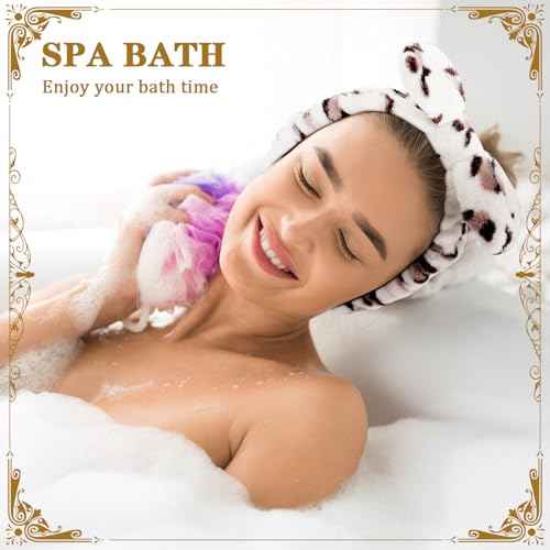 HOFASON 24 Pcs Spa Headband Bulk for Stocking Stuffers, Teens Women Girls Christmas Gifts Bulk for Slumber Bachelorette Party Favors Flannel Bow Makeup Hairband for Washing Face Skincare