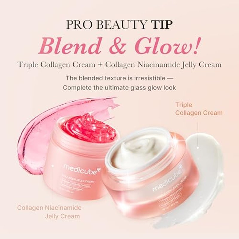 Medicube Collagen Swirl Duo - Glowing, Firmer Skin with Collagen Jelly Cream & Triple Collagen Cream | 50ml | Korean Skincare