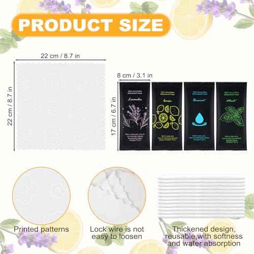 Moist Cotton Towel Bulk Moist Towelettes Individually Wrapped 8.7" x 8.7",White Towel Services,Refreshment Pre Moistened Towels Lavender Lemon,Mint and Unscented for Sport Party Spa (pack of 400)