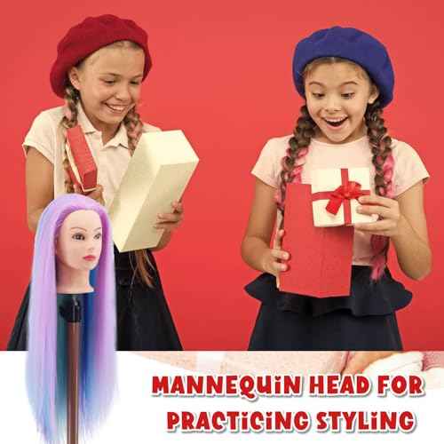 Mannequin Head with Hair piaou 29'' Doll Head for Hair Styling Cosmetology Mannequin Head for Braiding Practice Styling Hairdressing Training Heads with Clamp Holder (Cherry Blossom Four Colors)