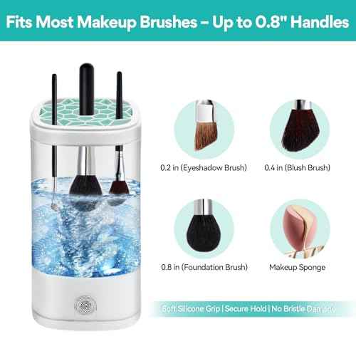 Efficient Electric Makeup Brush Cleaner Machine? 8000 RPM Automatic Cleaner with Multi-Size Silicone Holder, Deep Cleans Makeup Brushes and Sponges Transparent
