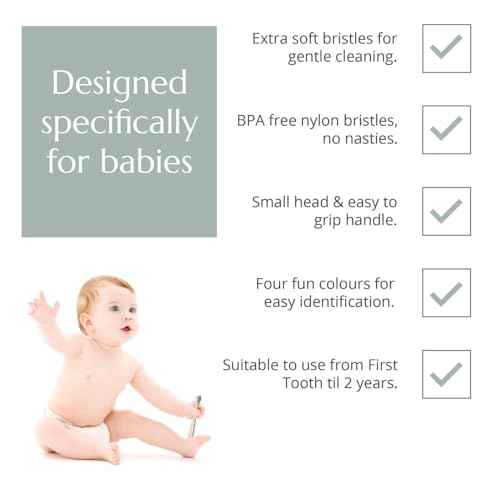 Wild & Stone Organic Baby Bamboo Toothbrushes | 4 Pack | Soft Bristles | 100% Compostable Handle | BPA Free | Vegan Baby Toothbrushes (White)