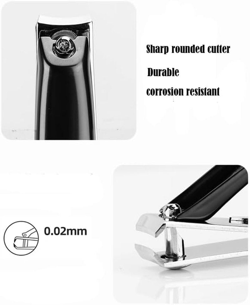 Nail Clipper Set - Durable 2 Pack Toenail & Fingernail Clippers for Men & Women | Black