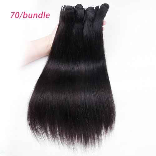 Straight 3 Bundles Human Hair 22 24 26 Inch 100% Unprocessed Brazilian Virgin Human Hair Bundles Double Weft Weave Bundles Straight Hair 70g/Bundle Hair Natural Color