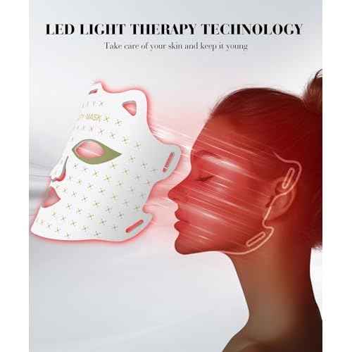 Red Light Mask for Face, 7-1 Colors Facial Care Mask, 850nm Infrared & Red Light Masks, Ergonomic Design for Home & Travel, White