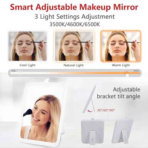 Travel Makeup Bag with Mirror of LED Lighted, Rechargeable Cosmetic Train Case Artist Makeup Organizer for Women with Adjustable Dividers, Makeup Brushes Holder and Strap (CosMirr-Black02)