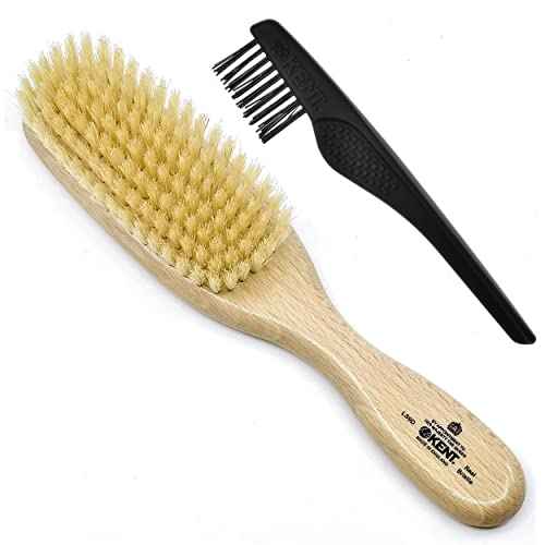 Kent LS9D Satinwood Pure Soft White Bristle Narrow Hair Brush ? Boar Bristle Brush for Thin Hair. Luxury Styling, Straightening, and Smoothing. Ideal for Women. Made in England