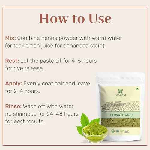 SAMYAM Pure Henna Powder - 1 Kg (2.2 lb) | Natural Hair Color, Triple Sifted Rajasthani Henna, PPD Free
