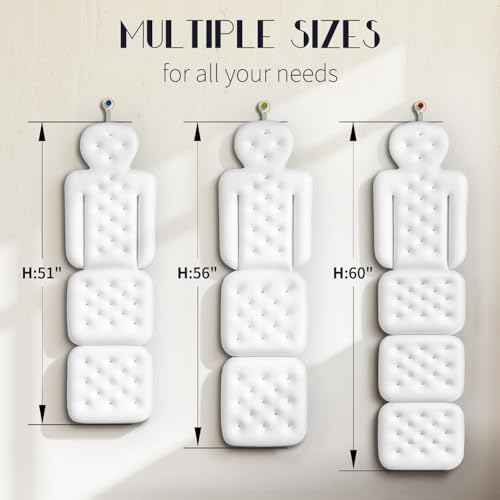 Full Body Bath Pillow for Bathtub, Thick Bathtub Cushion with Laundry Bag, Luxury Tub Pillow for Bath for Headrest Neck and Back Support White 60" x 16"