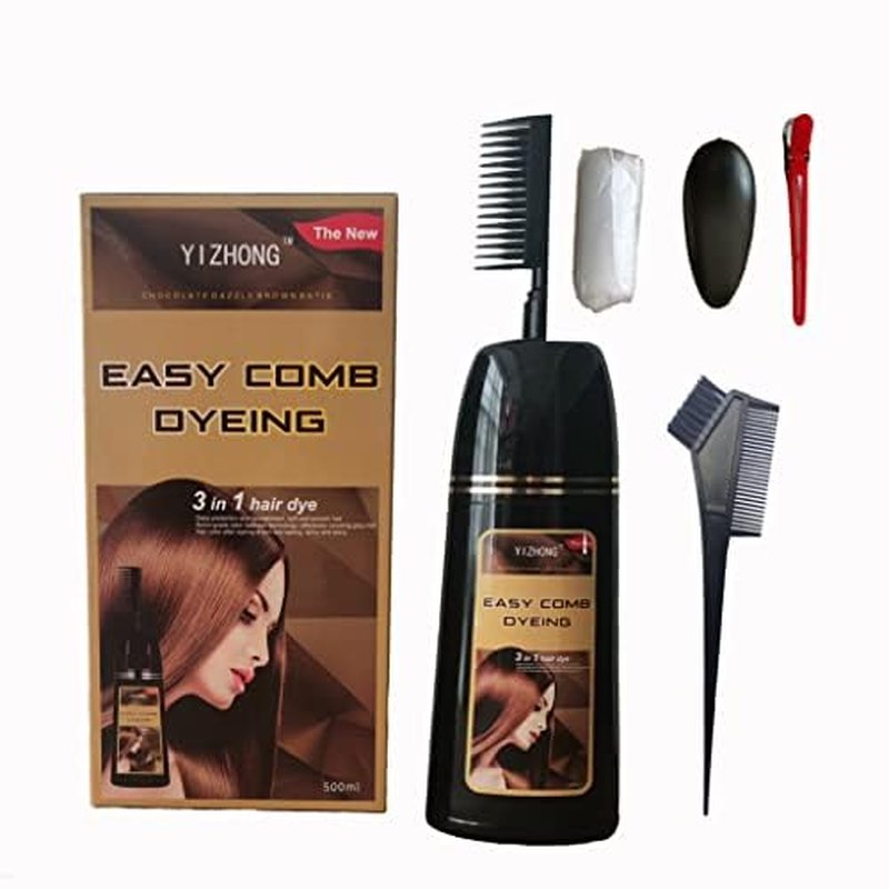 Light Golden Brown Hair Dye Shampoo - Permanent Gray Coverage for Men & Women | 3-in-1 Formula