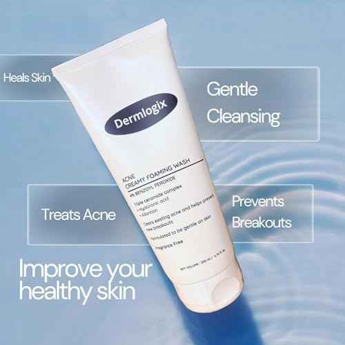 Creamy Acne Foaming Wash 4% Benzoyl Peroxide Face Wash With Hyaluronic Acid & Ceramides Gentle Daily Acne Skin Care 6.76 Fl Oz