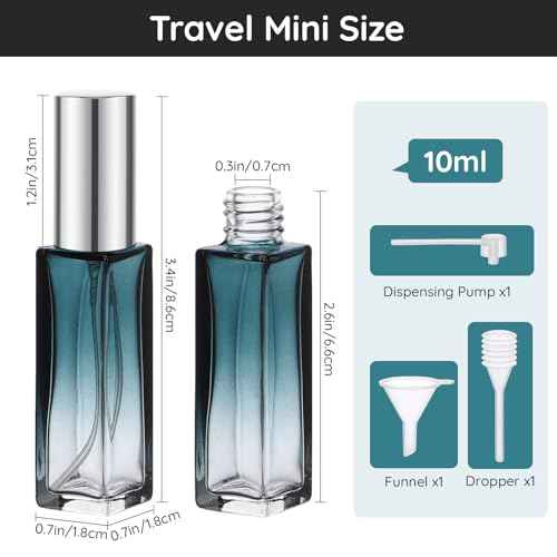 Segbeauty Glass Perfume Bottle Set, 5 Pack of 10ML Mini Travel Atomizer Sprayer for Perfume, Empty Refillable Press Pump Bottle Cologne Dispenser Perfume Spray Bottles Sample Case Travel Essential
