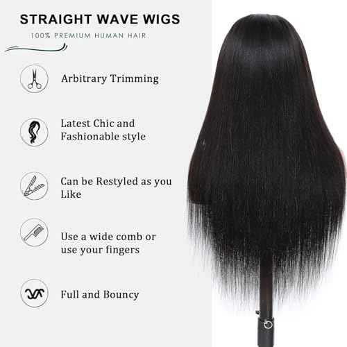 13x6 Straight Lace Front Wigs Human Hair Wig 250 Density 15A Raw HD Lace Frontal Wigs for Women 22 Inch