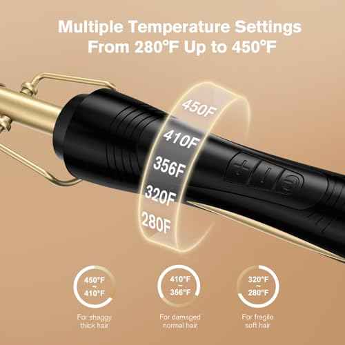 Terviiix Hot Comb for Lace Front Wigs, Curved Teeth Pressing Combs for Black Women Hair, Anti-Scald Straightening Comb, Electric Heat Comb, Temperature Adjustable, 60 Min Auto Shut Off