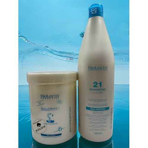 Salerm 21 B5 Silk Protein Leave-in Conditioner 34.5 Ounce and Silk Protein 21 Shampoo 36 Ounce Combo Set by Kruvix