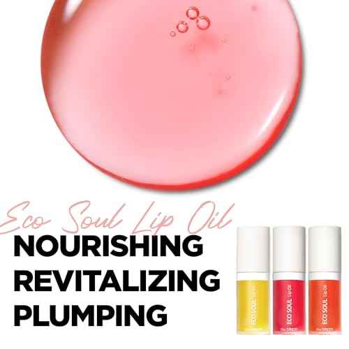 THESAEM Eco Soul Lip Oil 3 Combo Set (01 Honey + 02 Berry + 03 Grapefruit) - Plumping & Hydrating Lip Oil to Nourish & Moisturize Lips - Lips Soft & Glossy for Dry Lips, 0.21 fl.oz.