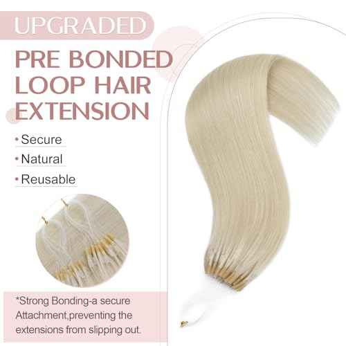 SEGO U Tip Hair Extensions Human Hair, Keratin Bonded & Loop Hair Extensions, K Tip Hot Fusion for Silky Straight Highlights, 1g per Strand, 50 Strands/50g, 22" Platinum blonde