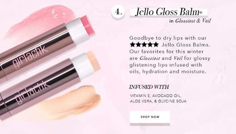 Girlactik Jello Gloss Balm - Hydrating Lip Gloss with Natural Shine & Pink Lemonade Scent | 0.15 oz