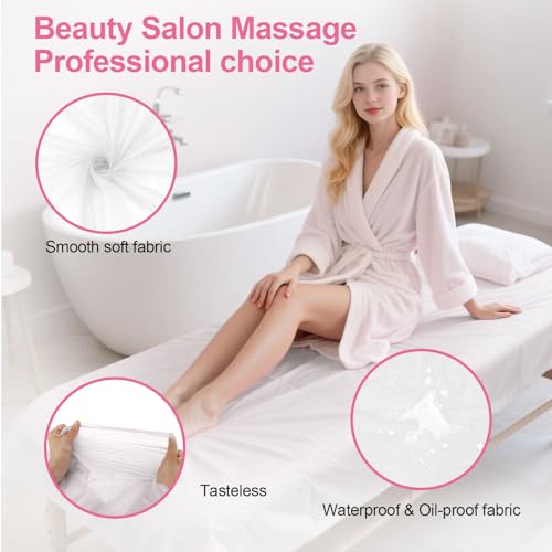 200 Piece Disposable Massage Table Sheets 31" x 71" - Non-Woven Fabric Bed Covers for Spa, Massage, Beauty & Tattoos - Breathable, Hygienic (White)