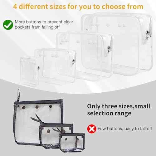 4 Packs Clear Bogg Beach Tote Bag Accessories suitable for Bogg Bag Insert Bag Travel Cellphone Makeup Clean Toiletry Brush Organizer Cosmetic Divider Storage Inner Pouch -Black