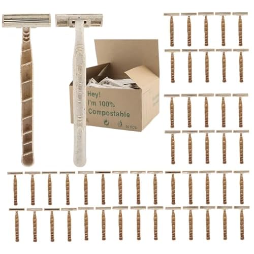 Disposable Razors Bulk for Men & Women ? Twin Blade Unisex Shavers ? Eco-Friendly, Biodegradable, Non-Toxic, Made from Recycled Wheat Straw 200 Count (Pack of 4)