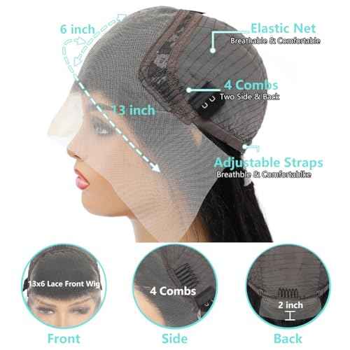 ABALON 13x6 Lace Front Wigs Human Hair Pre Plucked 200% Density Body Wave Wig HD Lace Frontal Wigs Human Hair for Women Natural Color Glueless Wigs Human Hair Pre Plucked 18 Inch