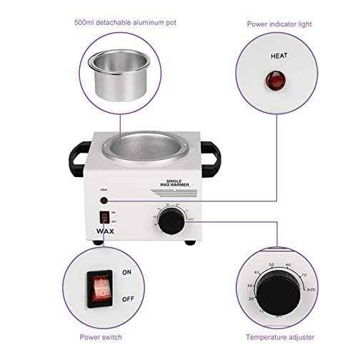 Single Pot Wax Warmer Professional Electric Wax Heater Machine Facial Skin SPA Equipment with Adjustable Temperature Set with Wood Craft Sticks£¨50 Pcs£©