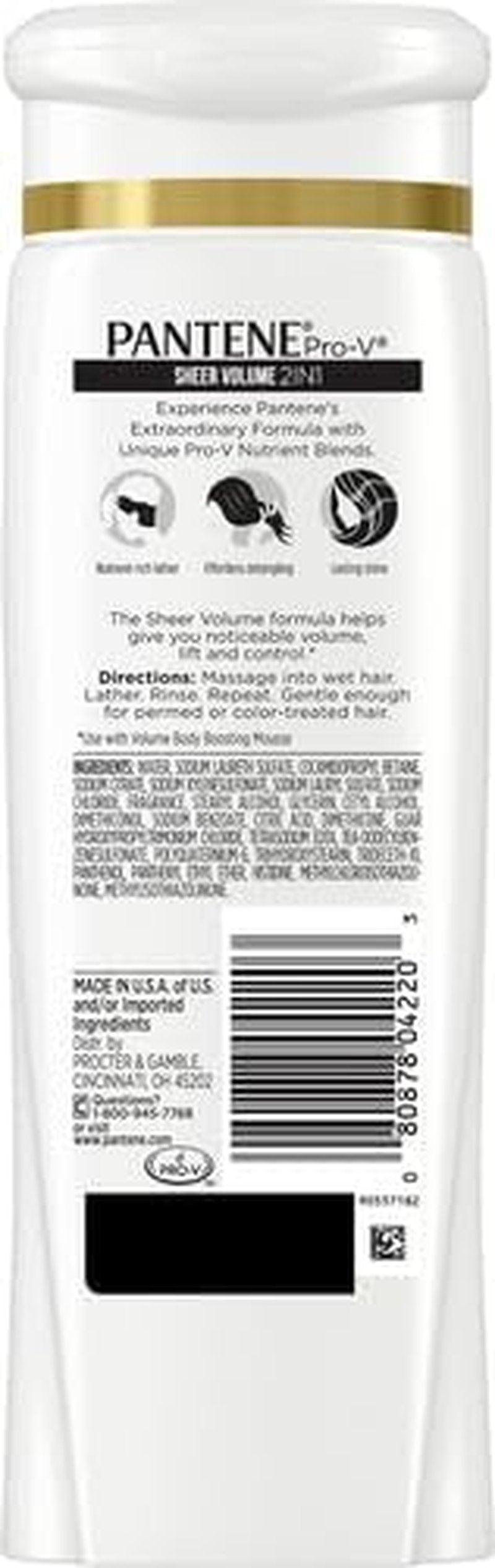 Pantene Pro-V 2 in 1 Shampoo & Conditioner, Sheer Volume with Collagen, 12.6 Ounce