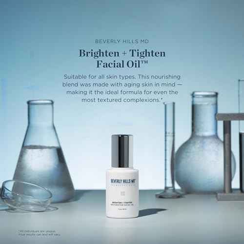 Beverly Hills MD Brighten + Tighten Restorative Face Oil- Reduce Wrinkles & Tone Skin, Anti-Aging Formula for an Even, Moisturized Complexion- Lighten Dark Spots on Face, Neck, D?collet? w/Vitamin C